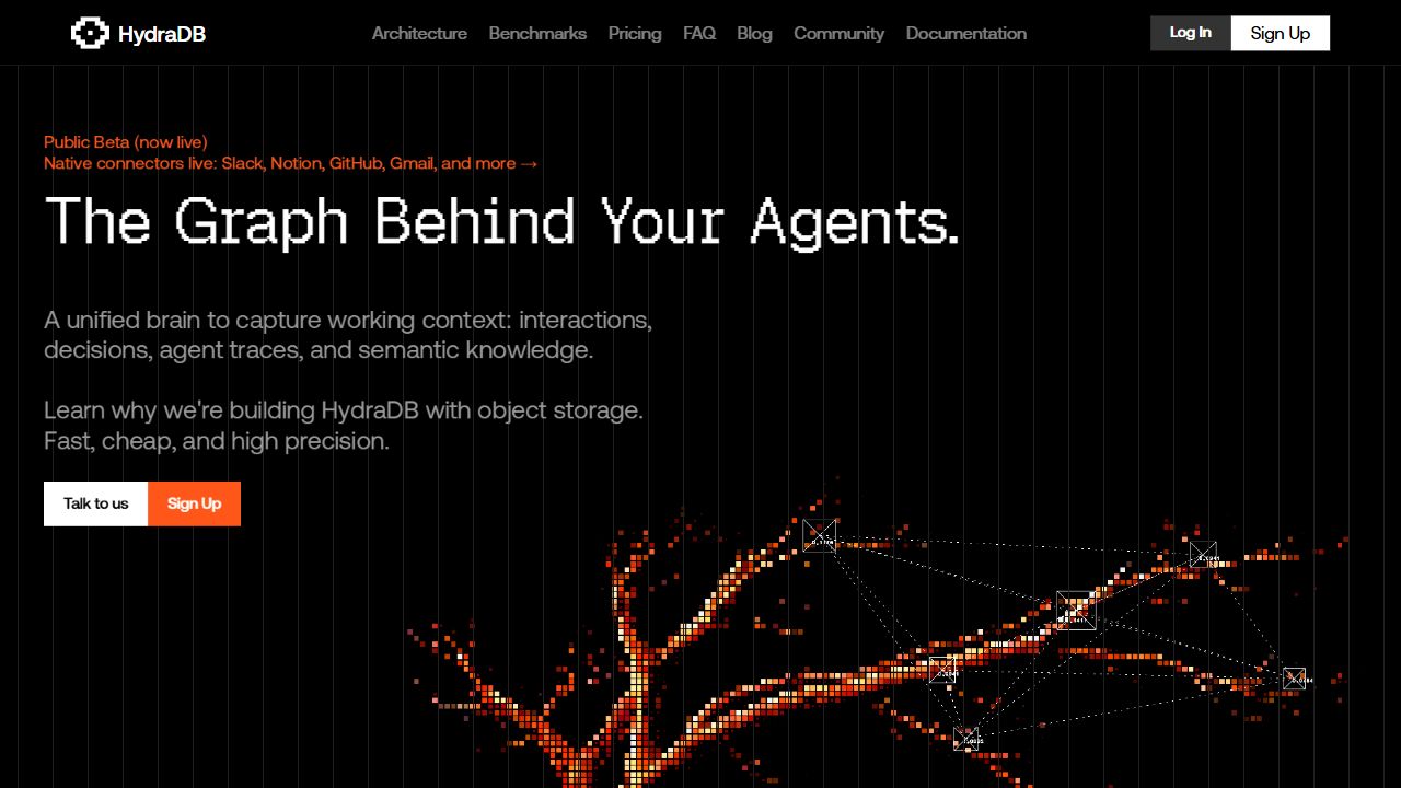 HydraDB website screenshot